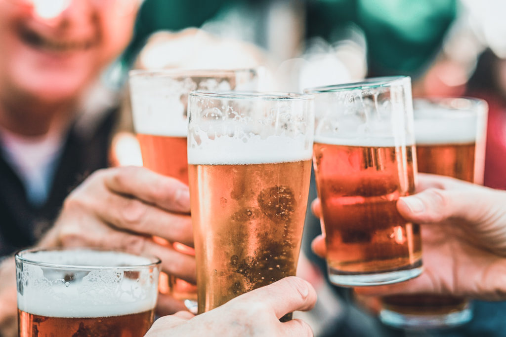 Cheers Celebration Toast with Pints of Beer